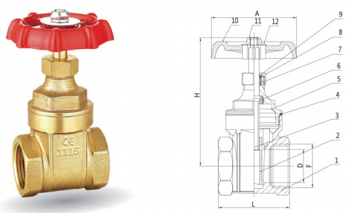 شیر دروازه برنجی 1-1/2 اینچ 200 PSI FNPT برای روغن آب یا هوا